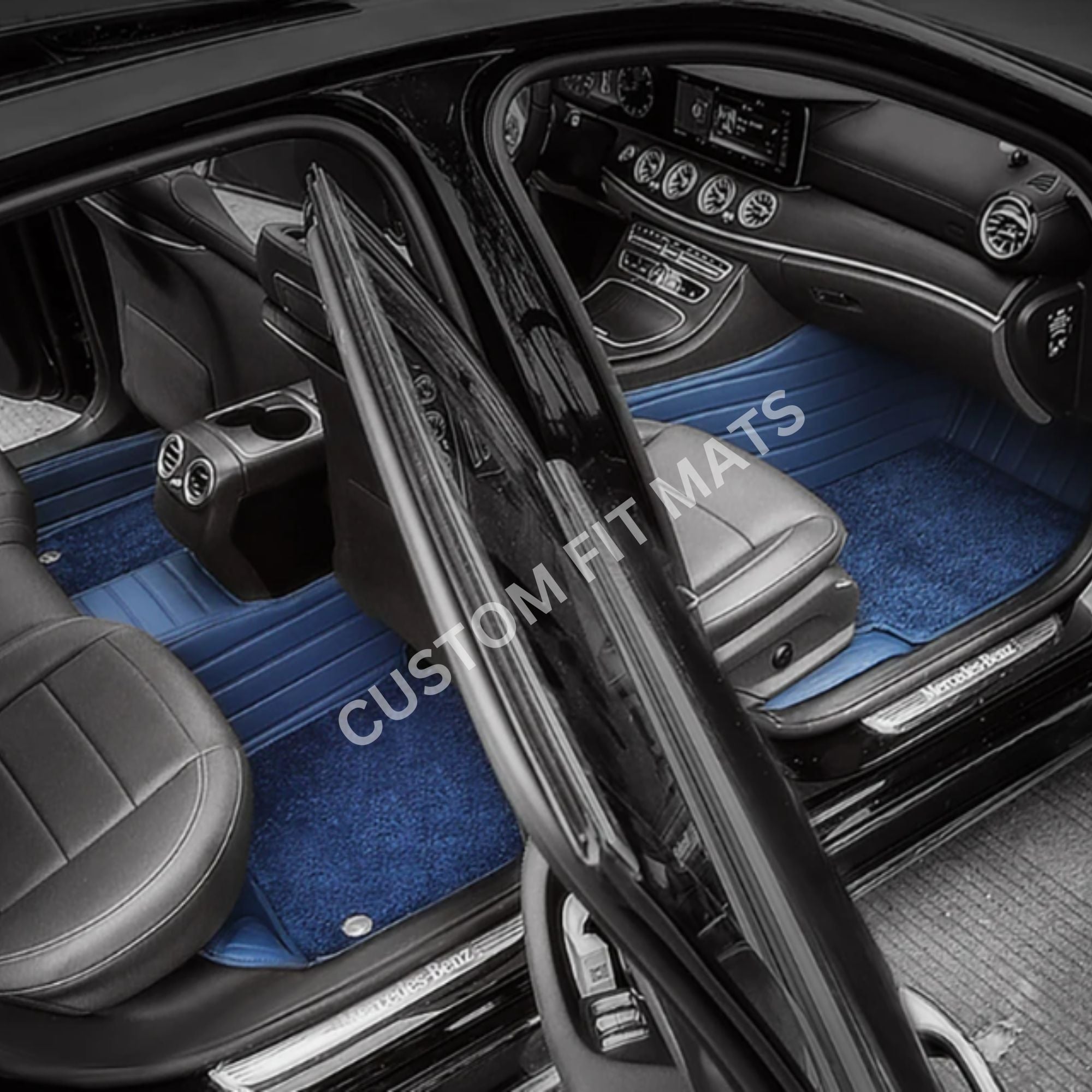 Black & Blue Nappa Leather Custom Fit Mats