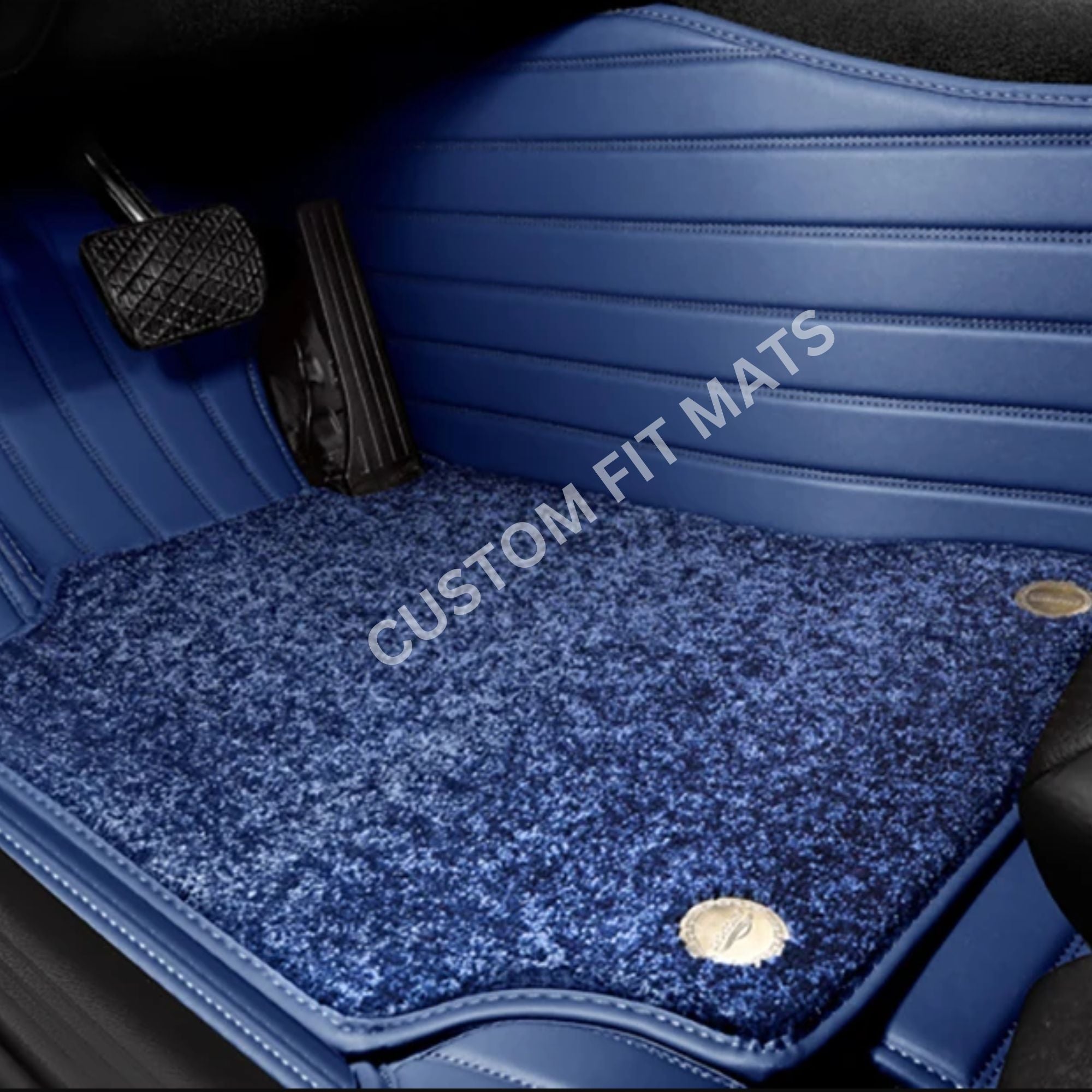 Black & Blue Nappa Leather Custom Fit Mats