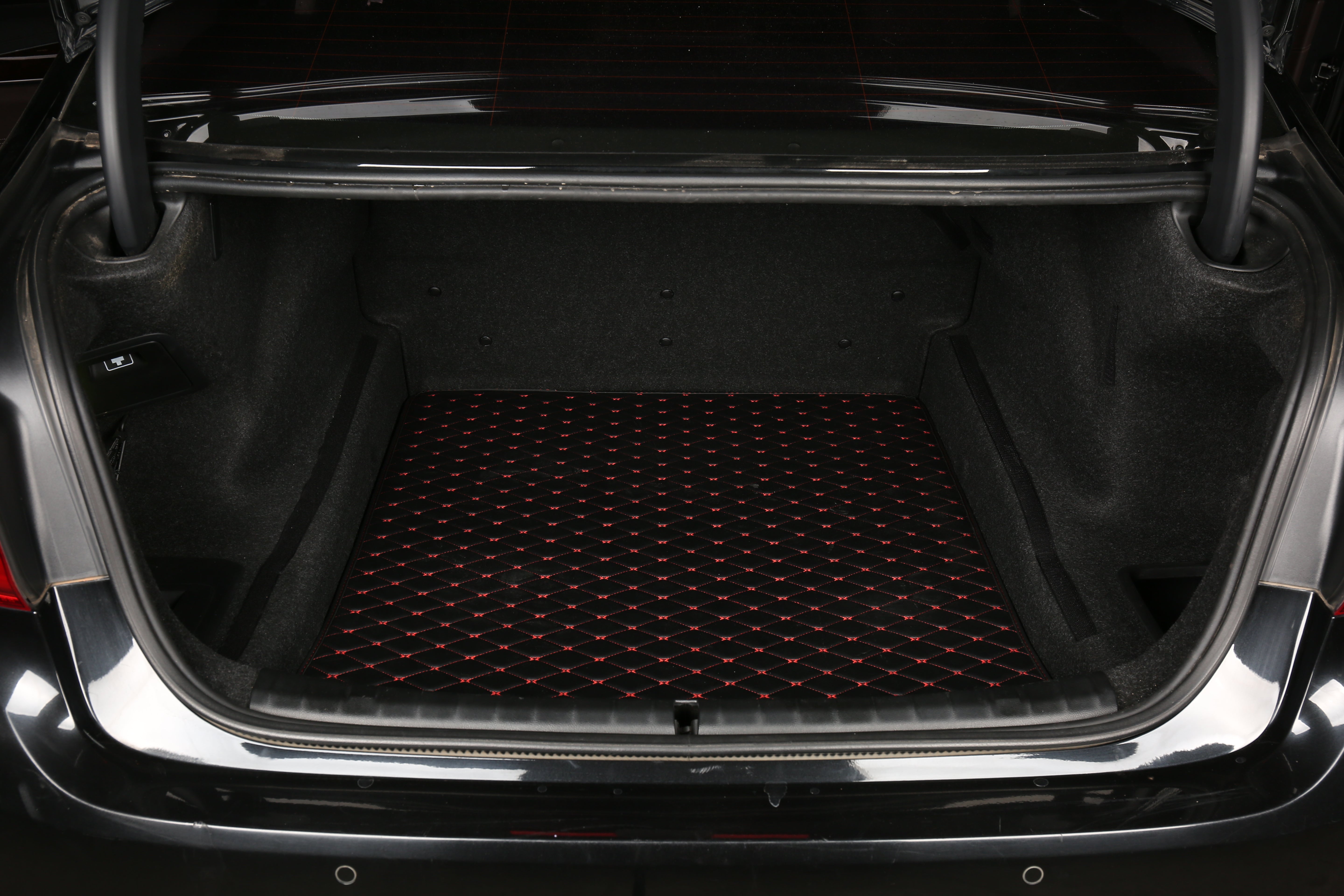 Black Leather and Red Stitching Custom Fit Floor Mats