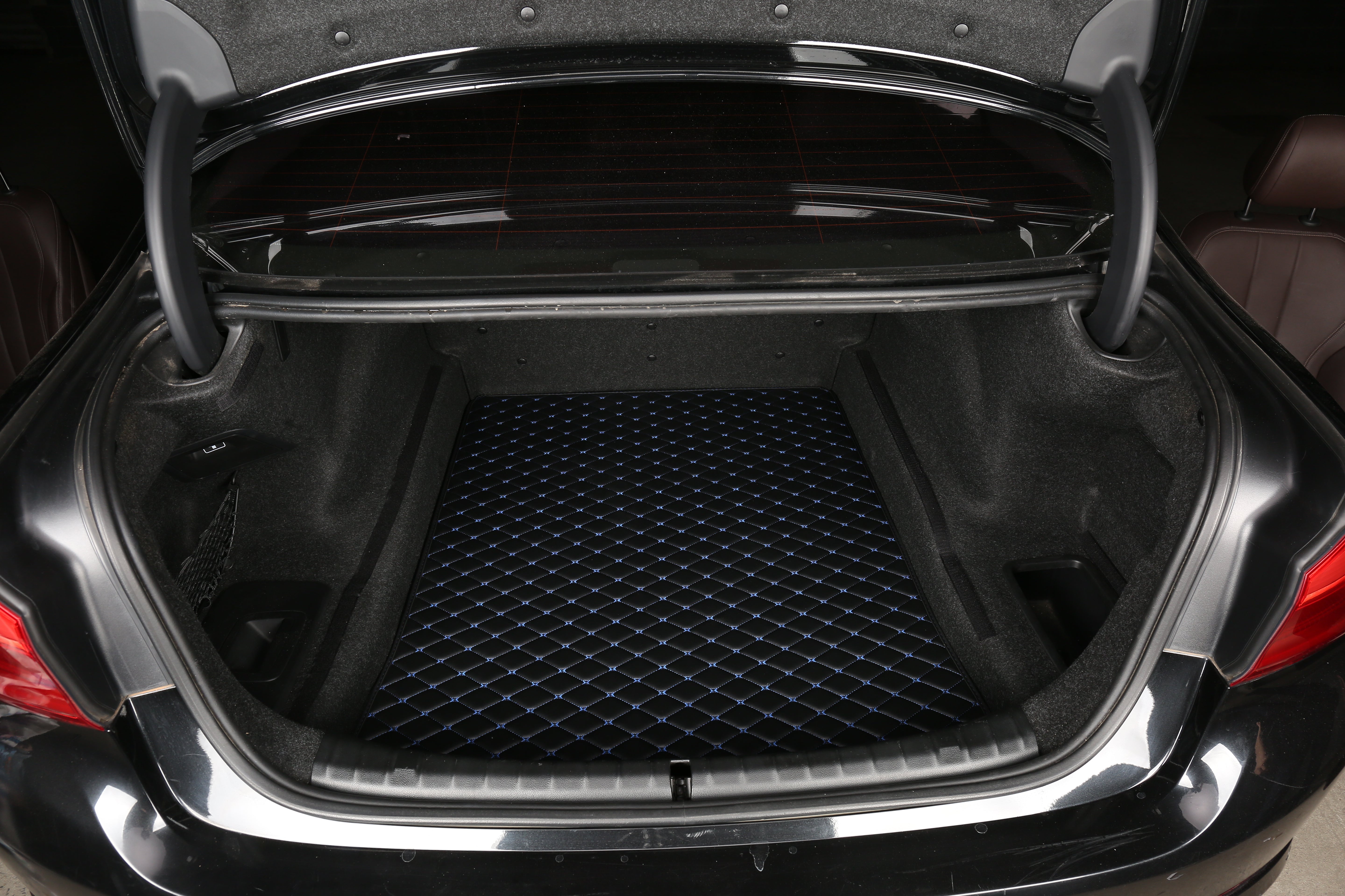 Black Leather and Blue Stitching Custom Fit Floor Mats