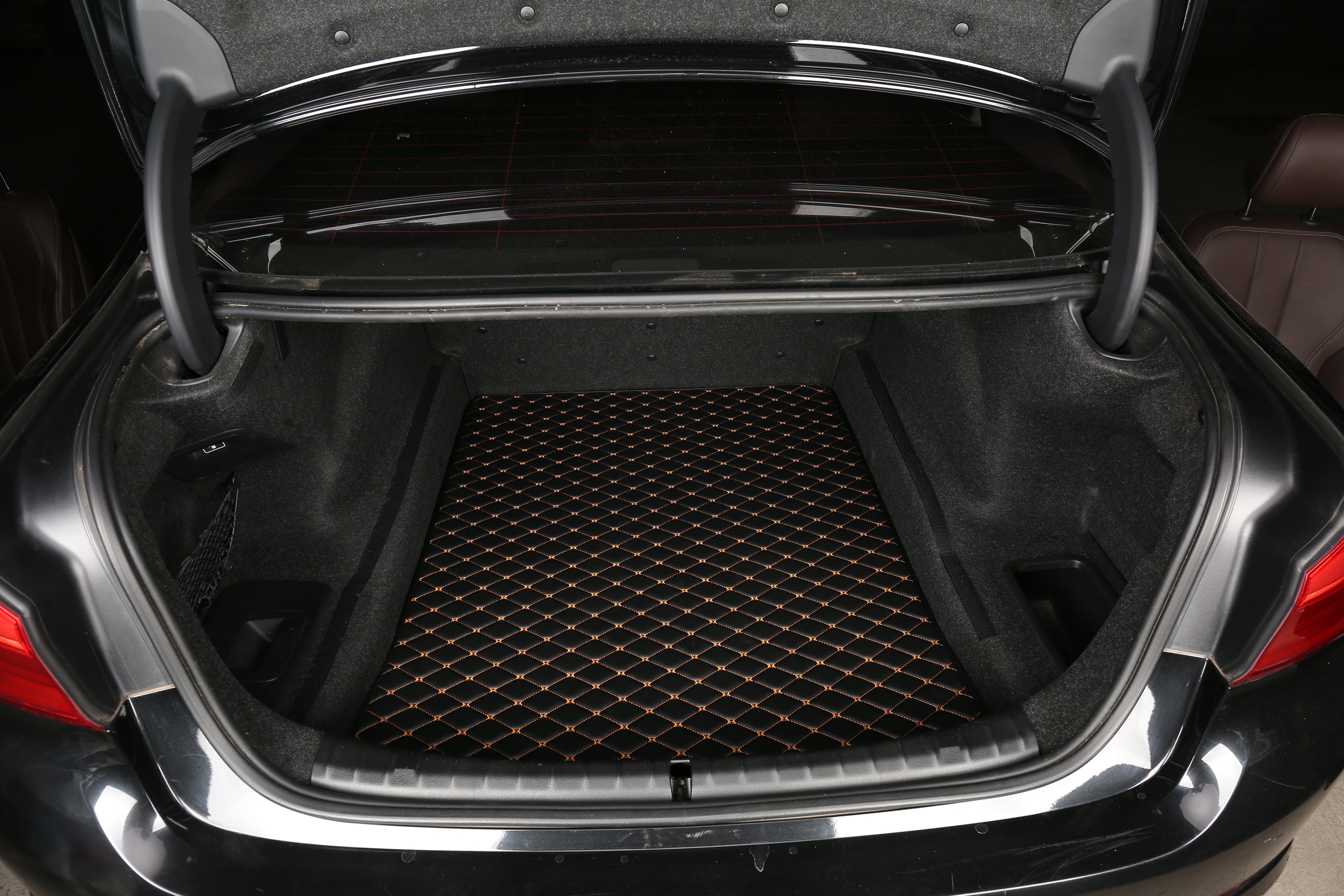 Black Leather and Yellow Stitching Custom Fit Floor Mats