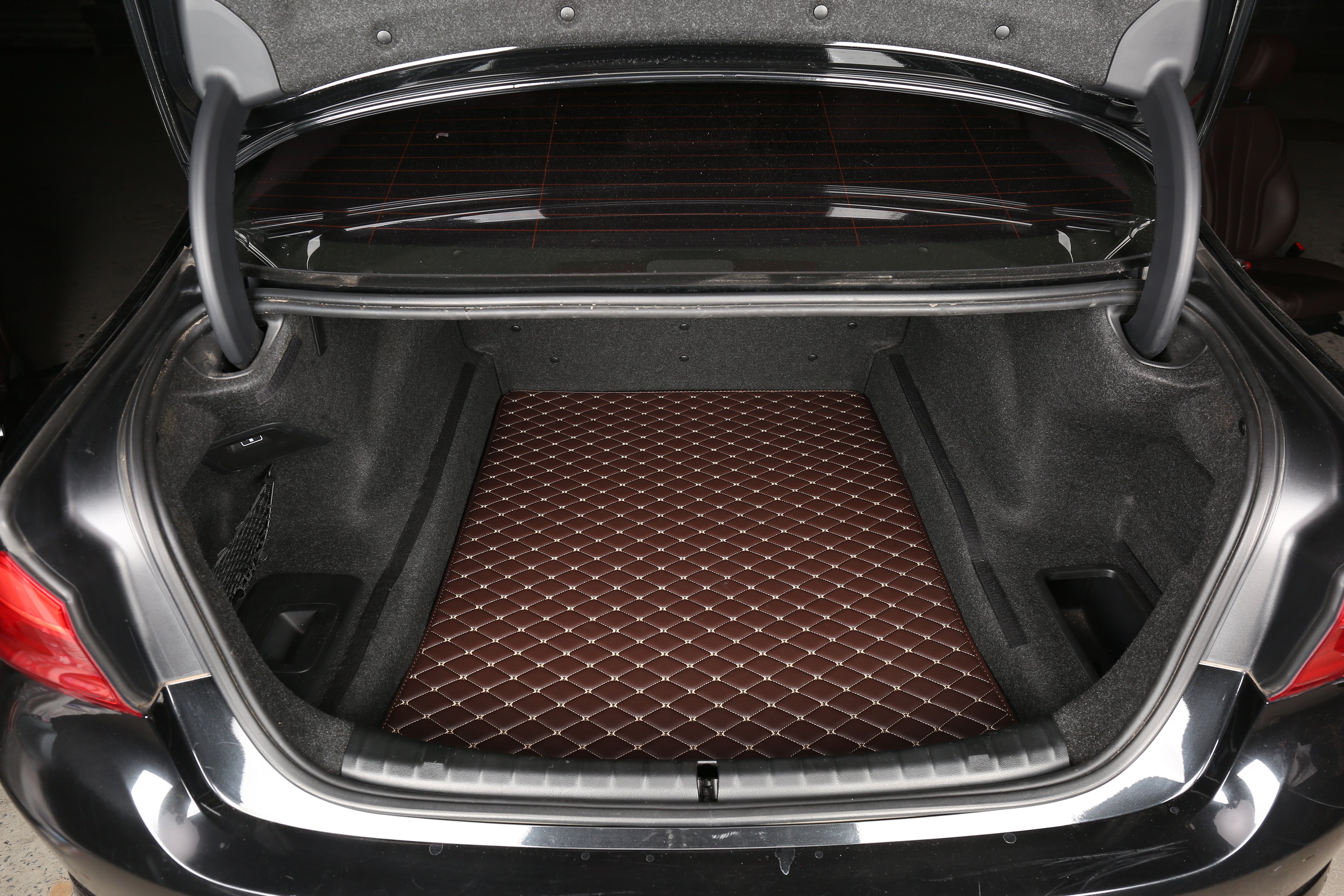 Coffee Leather and White Stitching Custom Fit Floor Mats