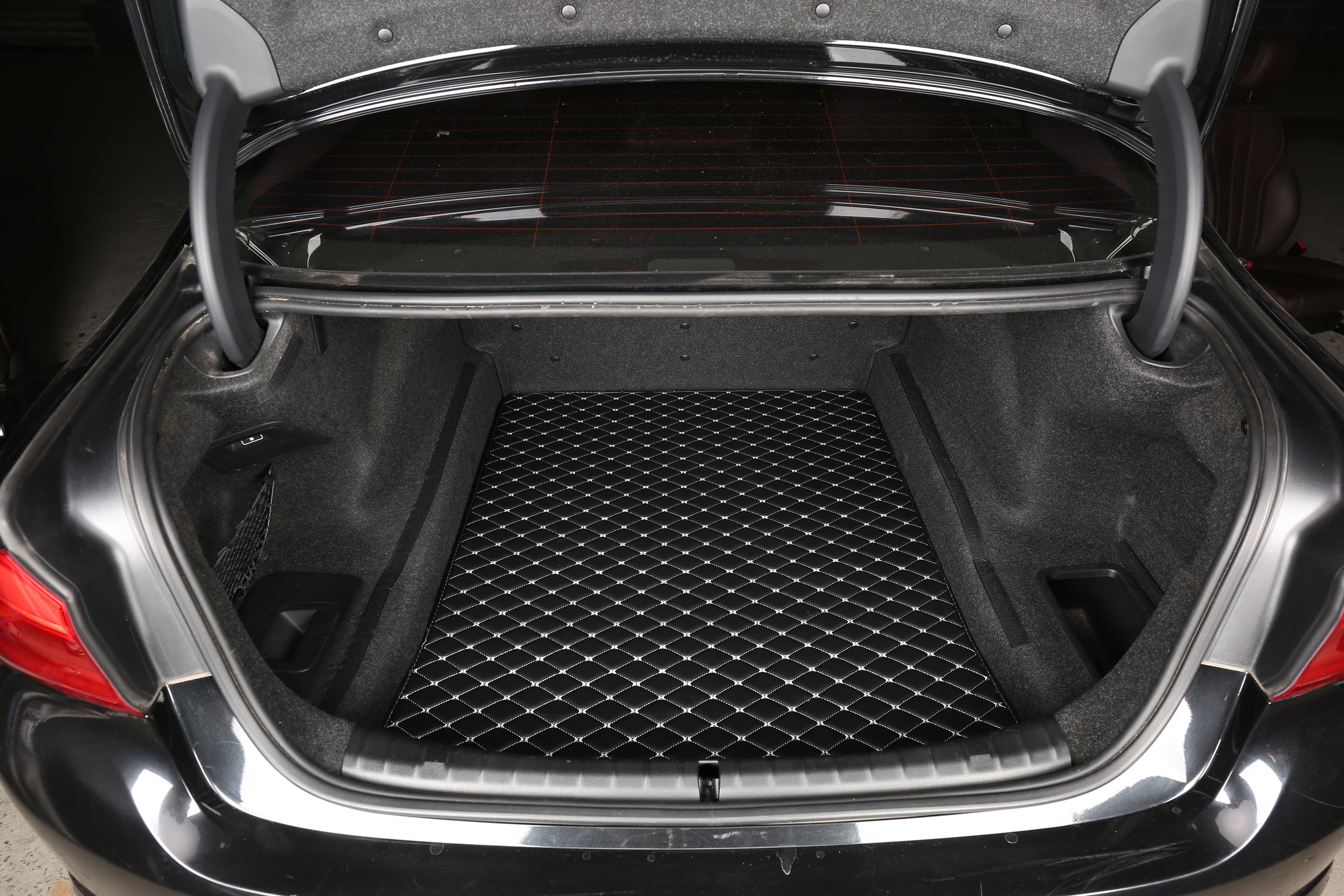 Black Leather and White Stitching Custom Fit Floor Mats