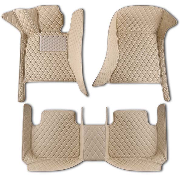 Beige Leather and Beige Stitching Custom Fit Floor Mats