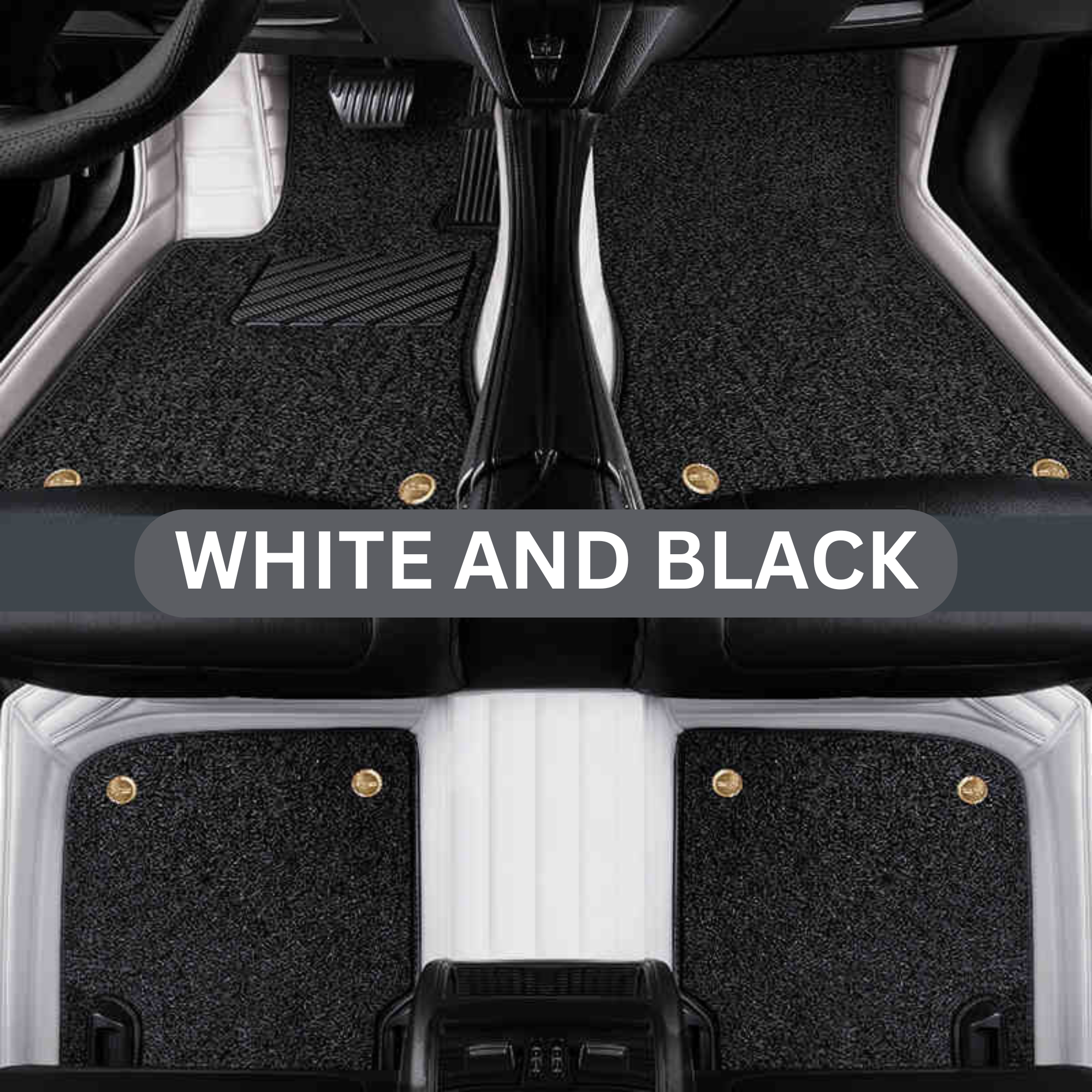 White & Black Nappa Leather Custom Fit Mats