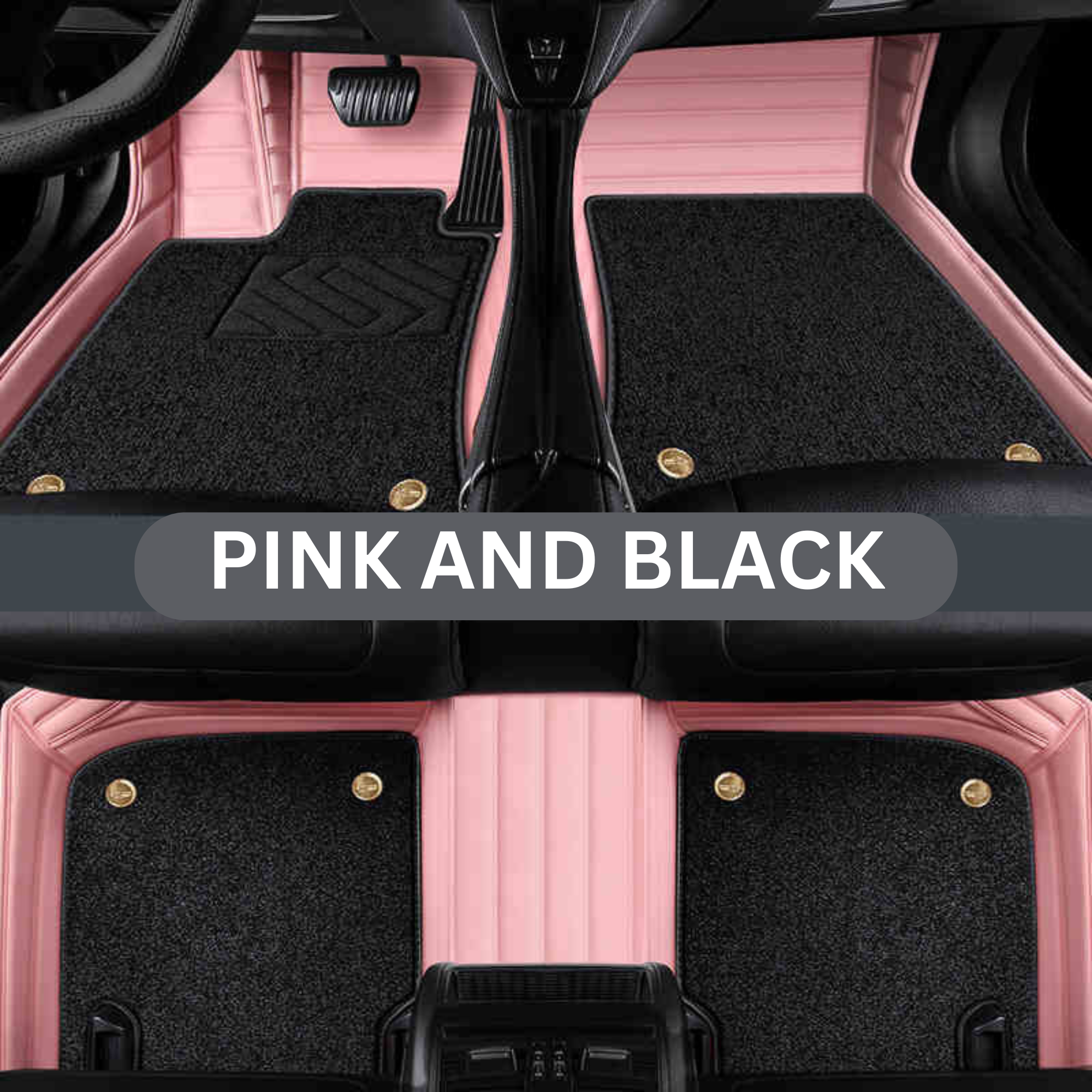 Pink & Black Nappa Leather Custom Fit Mats