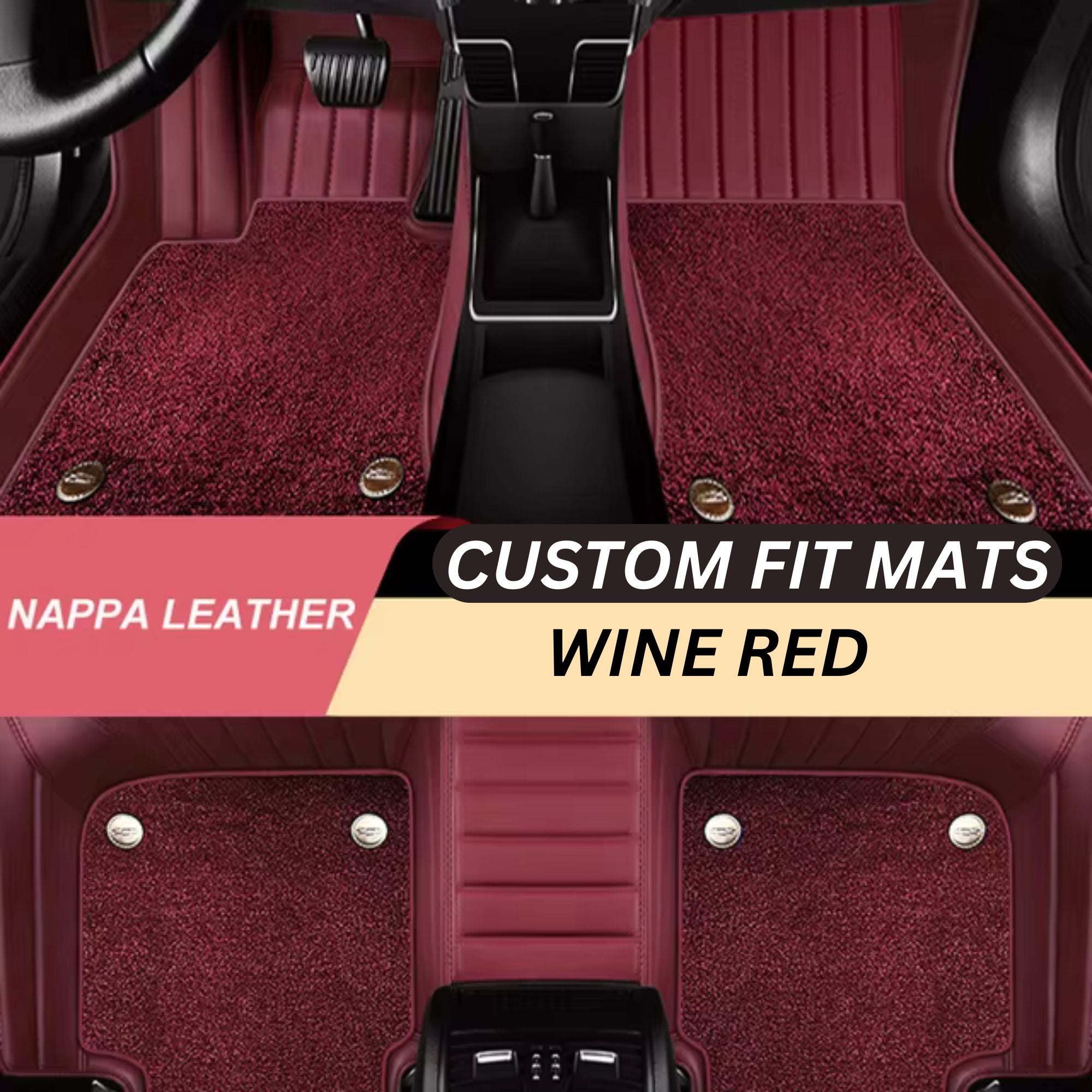 Wine Red Nappa Leather Custom Fit Mats