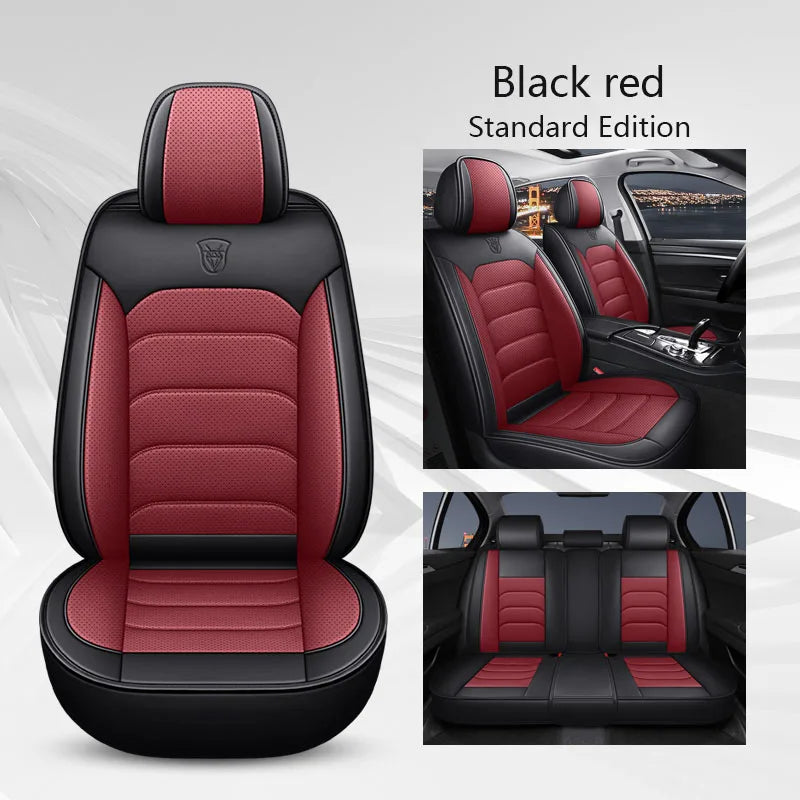 Black & Red Leather Universal Seat Covers