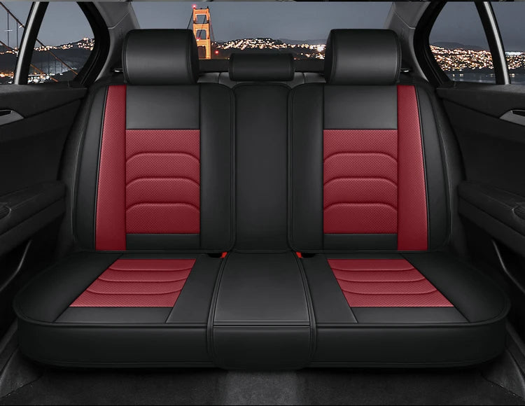 Black & Red Leather Universal Seat Covers