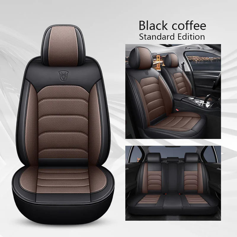 Black & Coffee Leather Universal Seat Covers