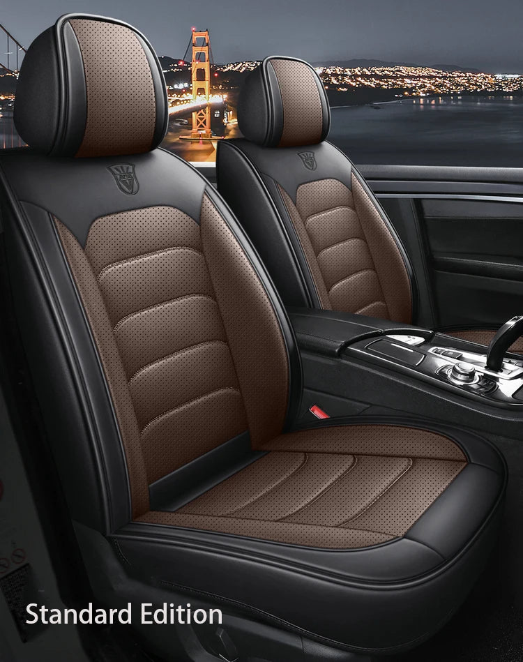 Black & Coffee Leather Universal Seat Covers