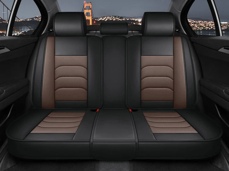 Black & Coffee Leather Universal Seat Covers