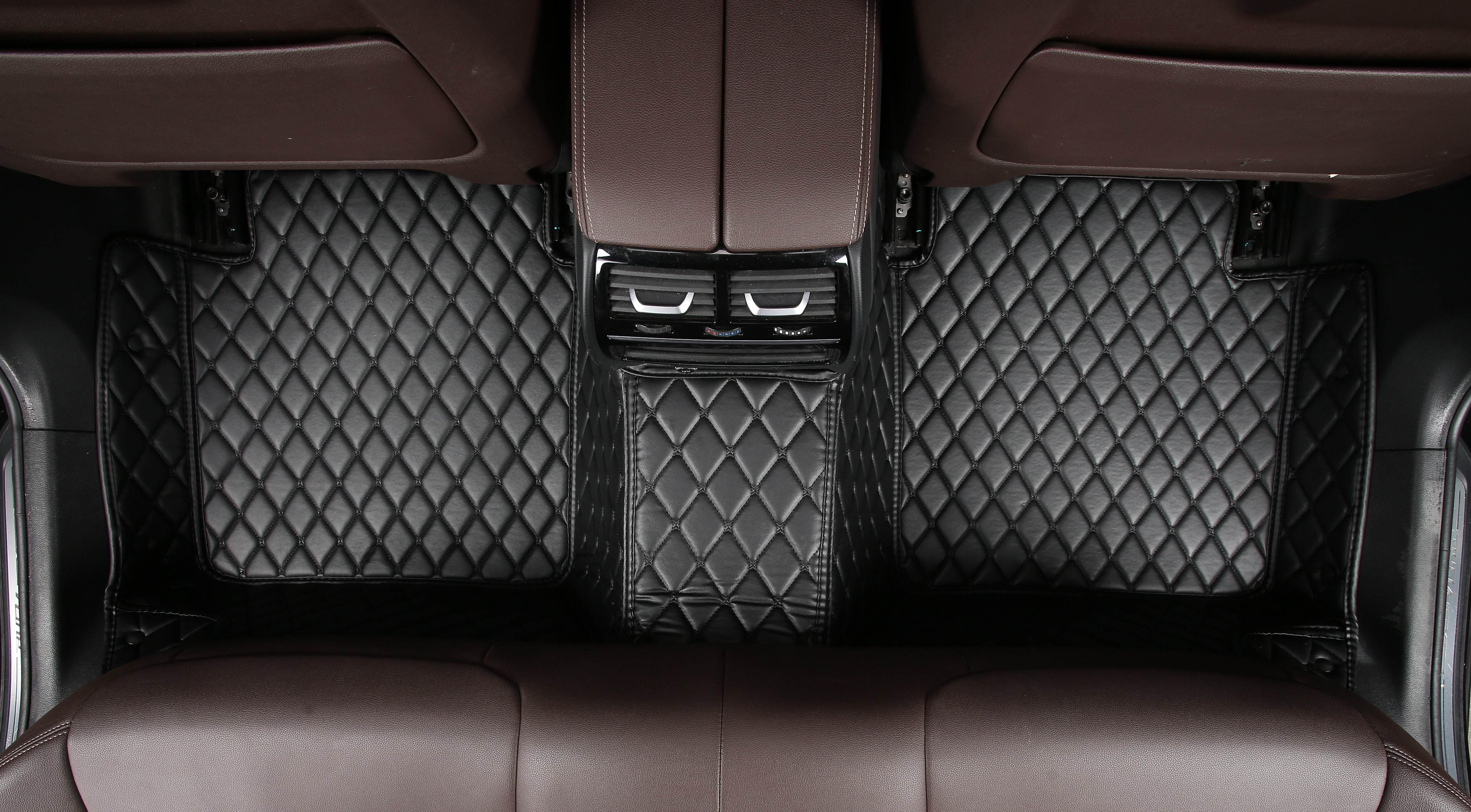 Black Leather and Black Stitching Custom Fit Floor Mats