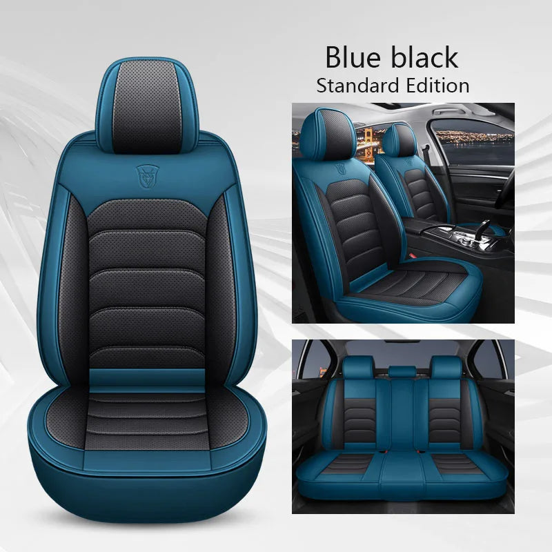 Black & Blue Leather Universal Seat Covers