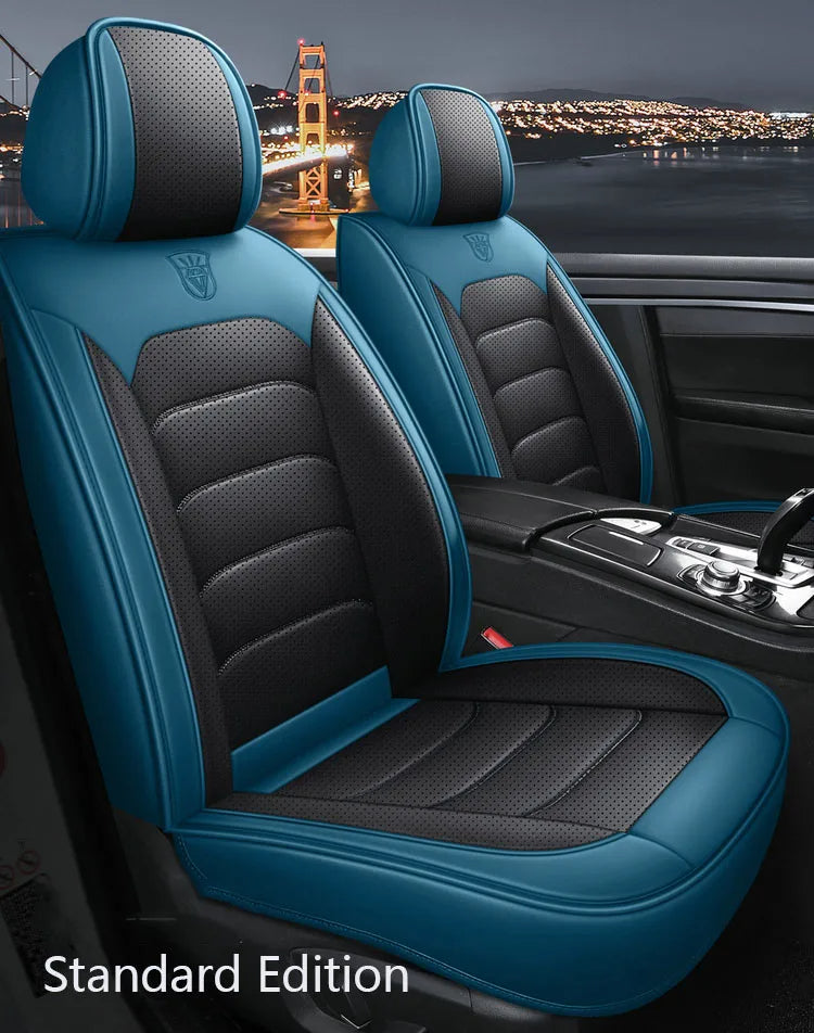 Black & Blue Leather Universal Seat Covers