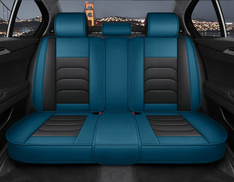 Black & Blue Leather Universal Seat Covers