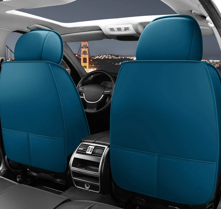 Black & Blue Leather Universal Seat Covers