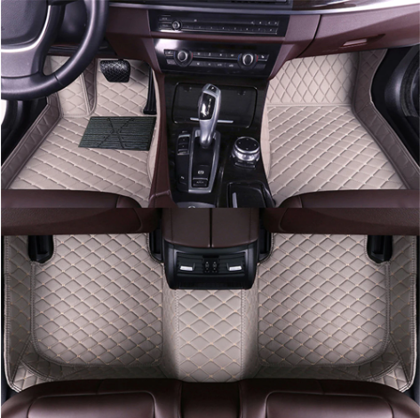 Gray Leather and Gray Stitching Custom Fit Floor Mats