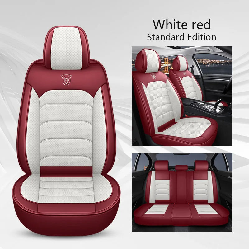 White & Red Leather Universal Seat Covers