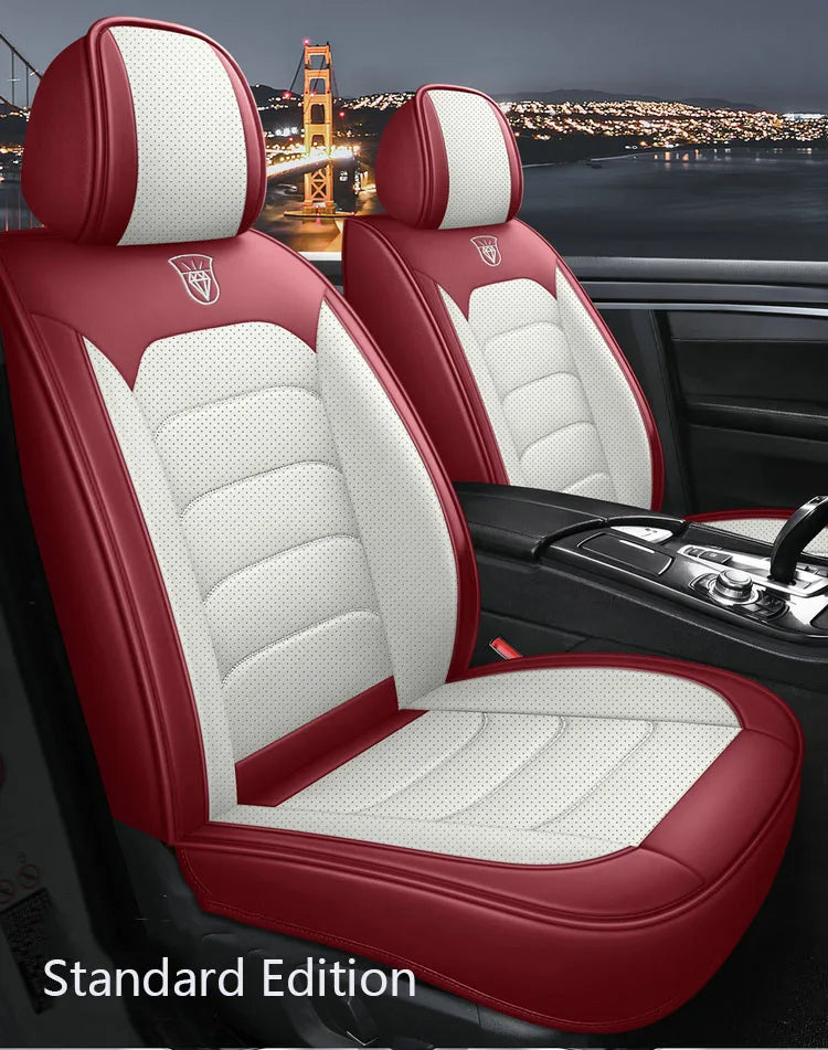 White & Red Leather Universal Seat Covers