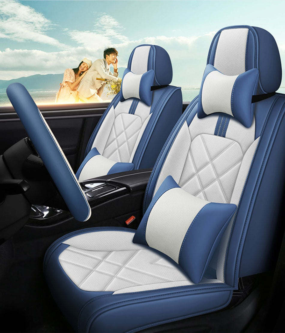 White & Blue Universal Seat Covers