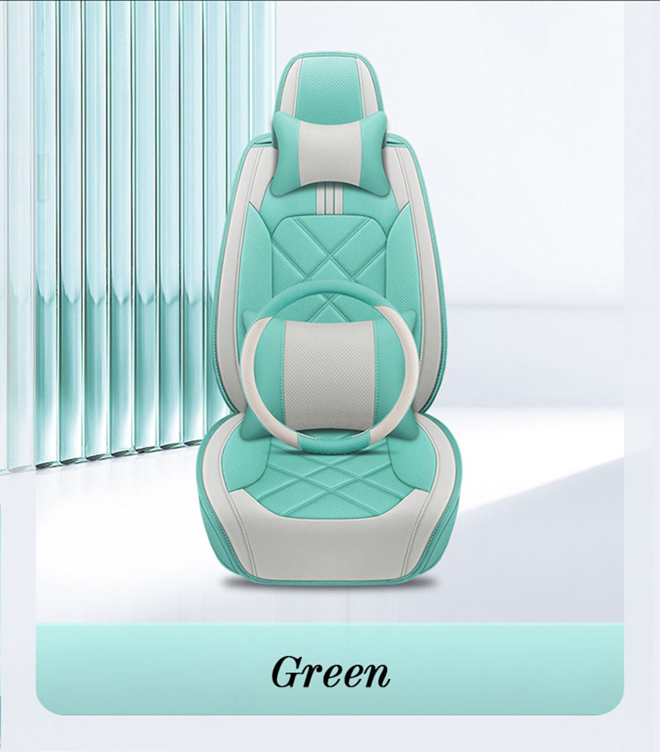 White & Light Green Universal Seat Covers