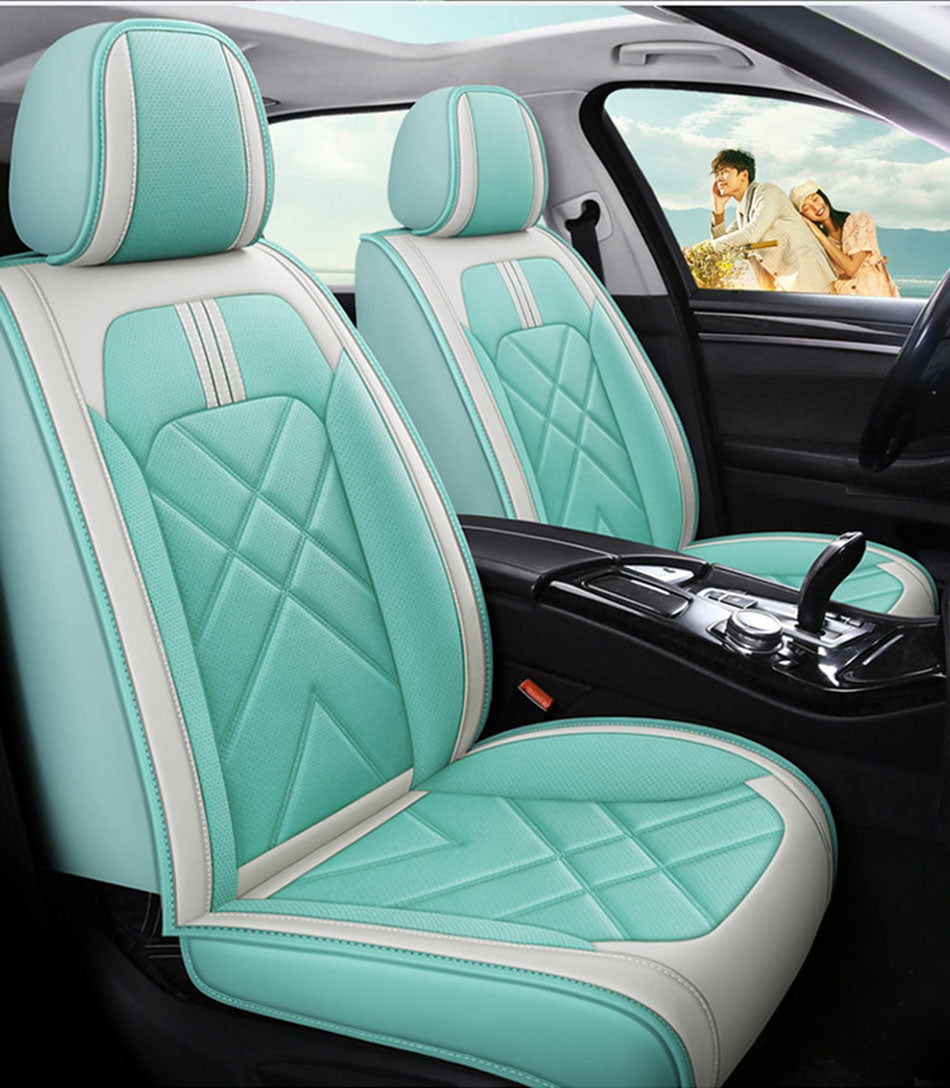 White & Light Green Universal Seat Covers